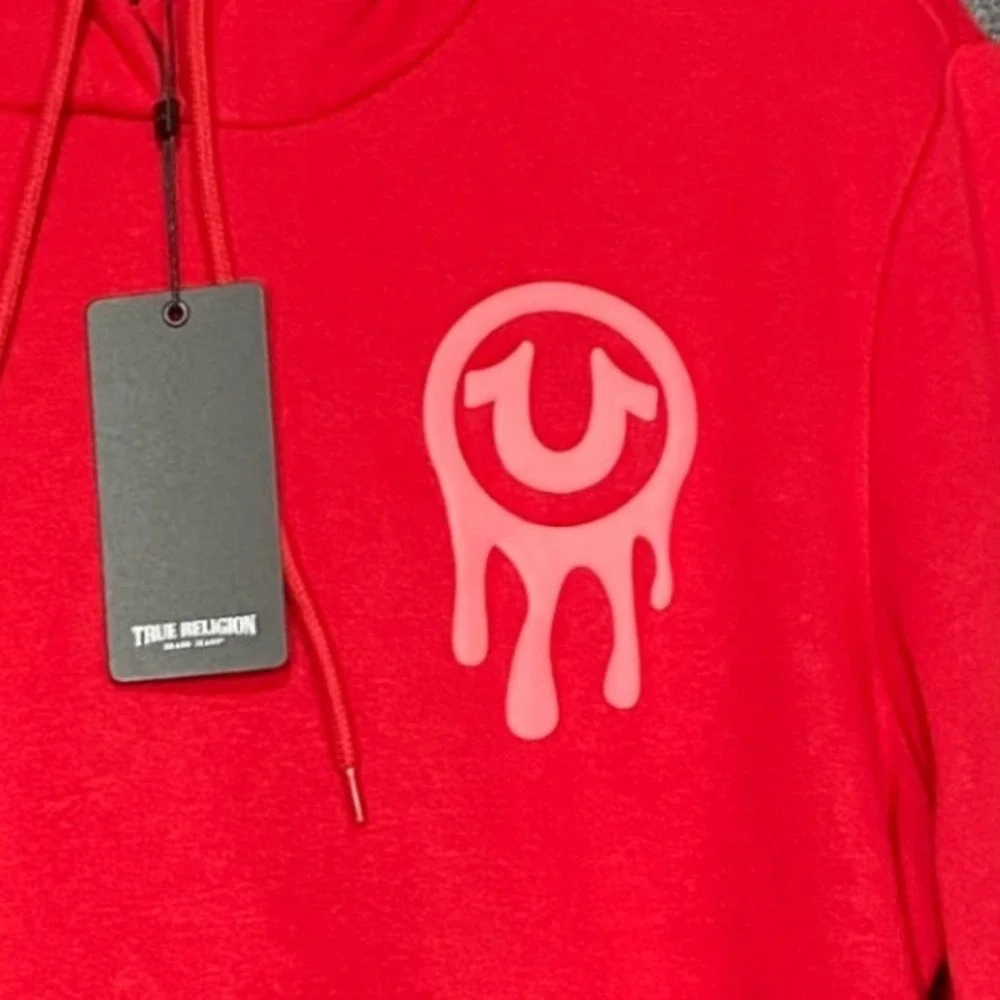 True‎ Religion Brand Jeans Mens L Floating Buddha Red Pullover Hoodie NWT